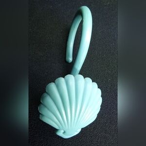 12pc Shell Shower Curtain Hooks 🐚 Molded Plastic Seashell Beach Aqua Turquoise